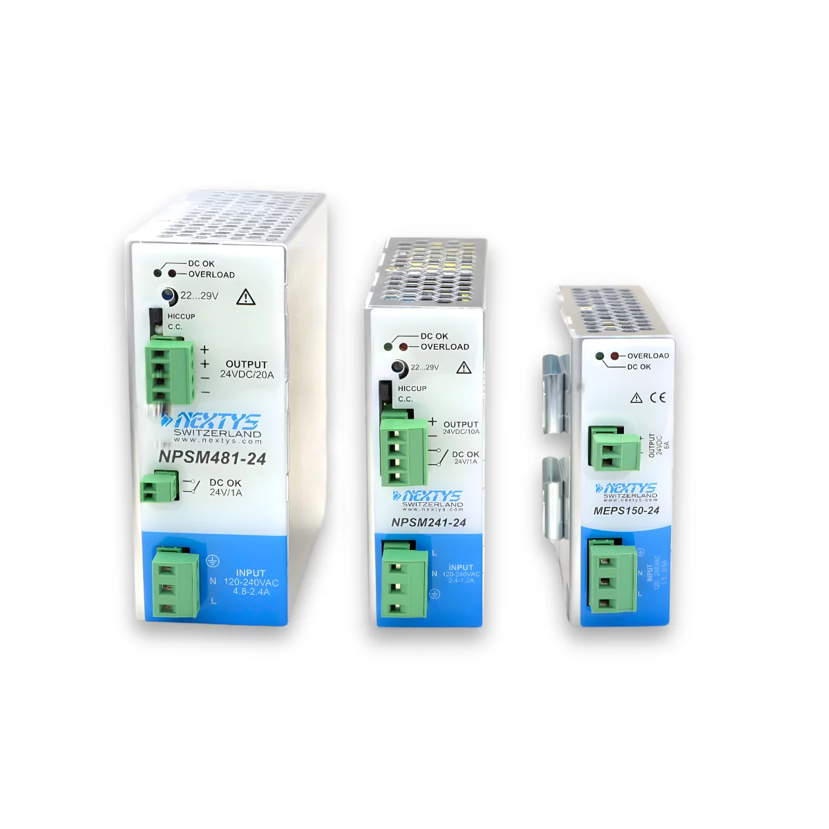 Delta and Nextys 24V DC DIN-rail power supplies